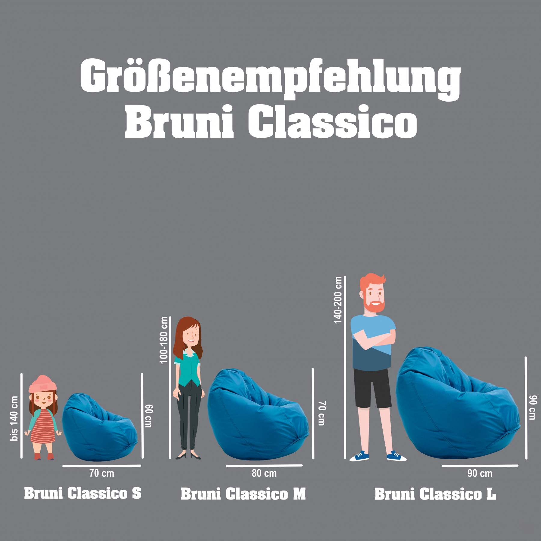 blaugrau, L Wechselhülle Bruni Classico Sitzsack-Bezug ohne Füllung robuste Hülle für Sitzsäcke