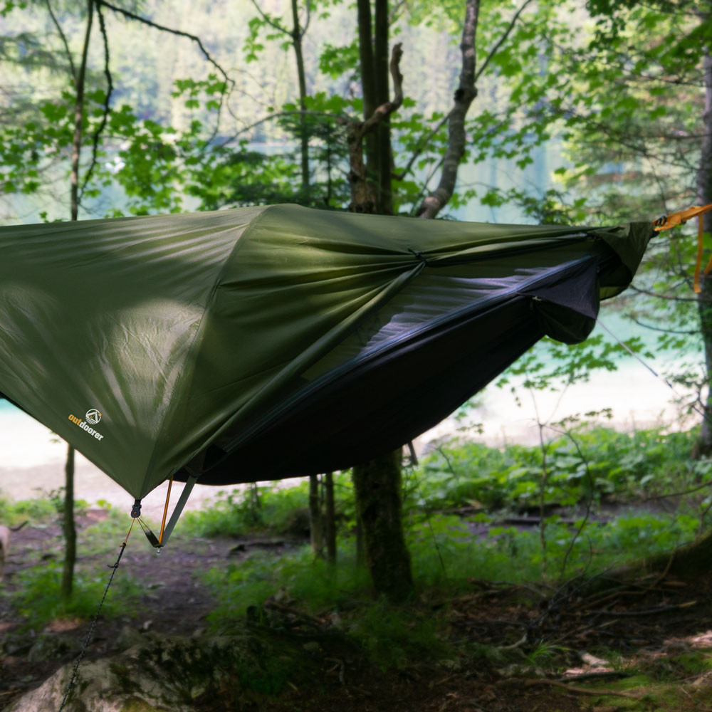 Outdoor tragbar Camping Hängematte ＆abnehmbarem Moskitonetz Zeltplane Zelt Tarp 