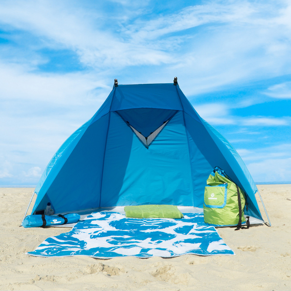 Minipackmaß UV 80 blau extra leicht Outdoorer Strandmuschel Helios 