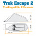 Trekkingzelt Trek Escape 2 Maße