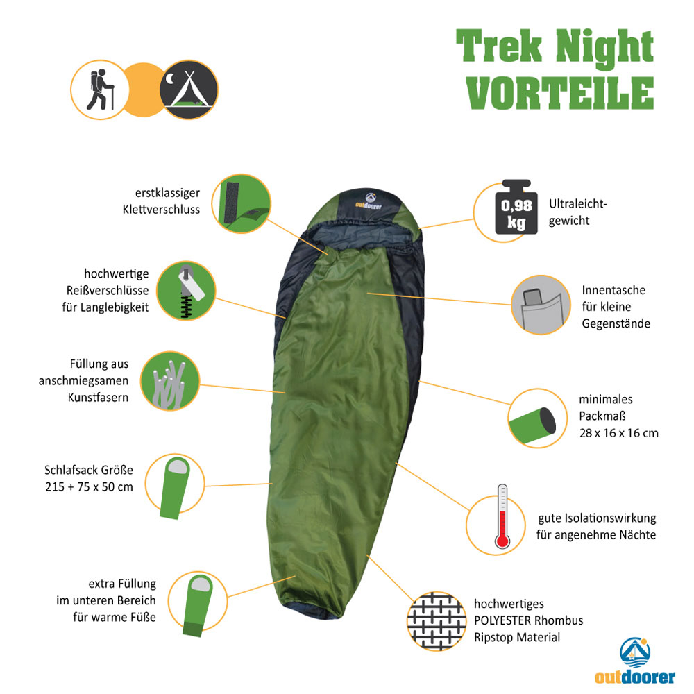 Outdoorer Trek Night Schlafsack Trekking  Campingschlafsack von Outdoorer